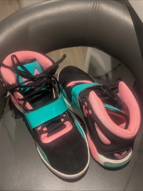 Adidas Originals High Top Sneakers Teal Pink Black Women’s 8.5 Retro Y2K - Picture 5 of 8